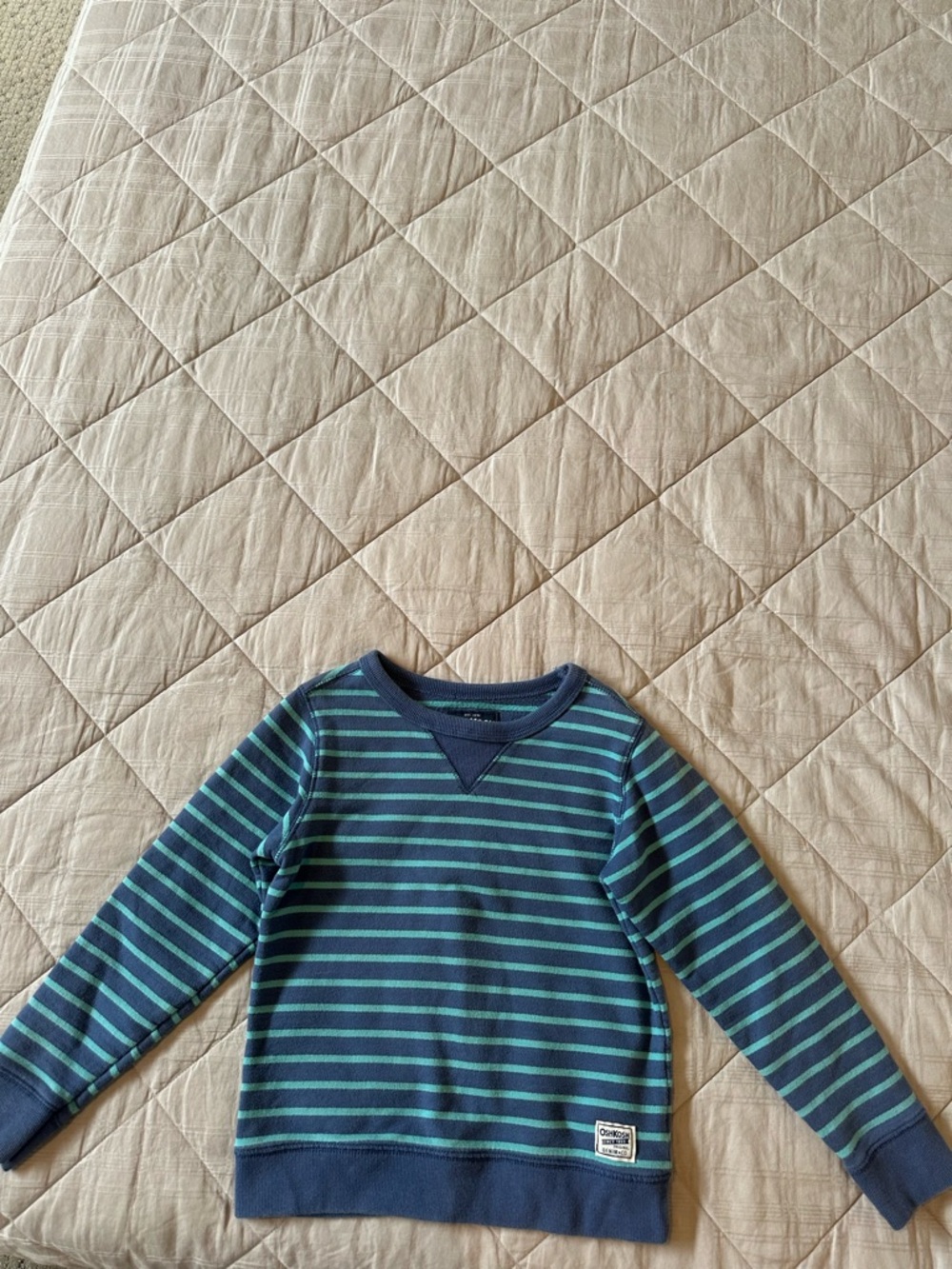 OshKosh B'gosh Navy & Teal Striped Crewneck Sweatshirt- Sz 6